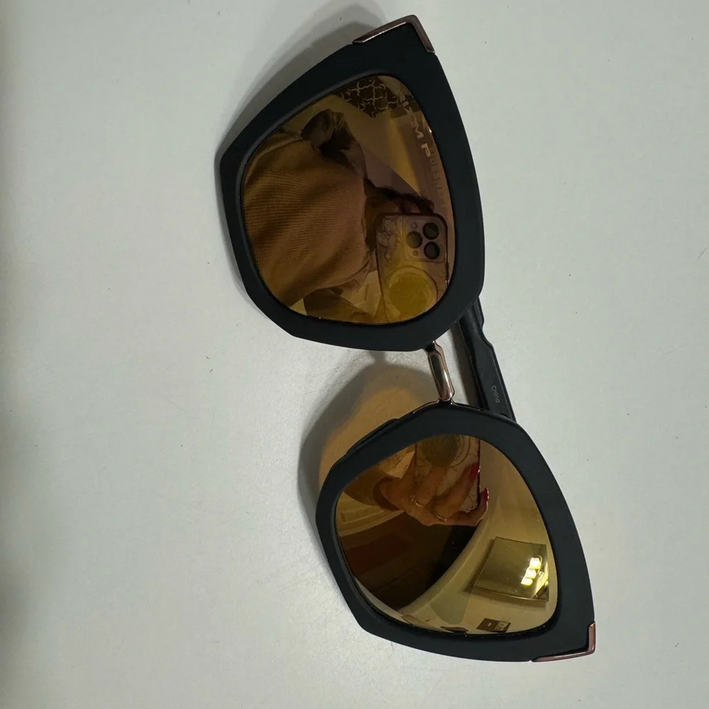 Oakley Side Swept Sunglasses — Black Frame with Rose Gold Mirrors